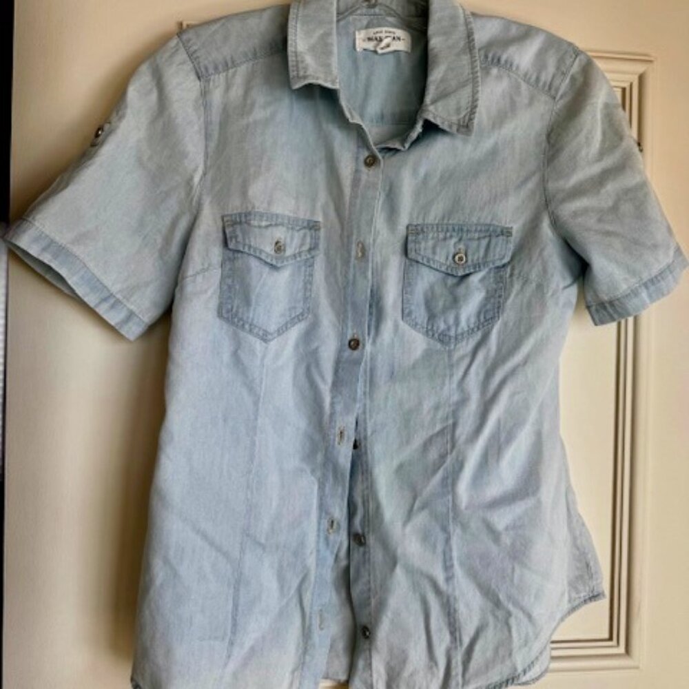 Short sleeves denim chemisier